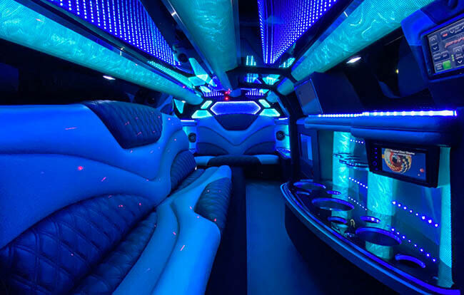 Limousine service with blue lighting